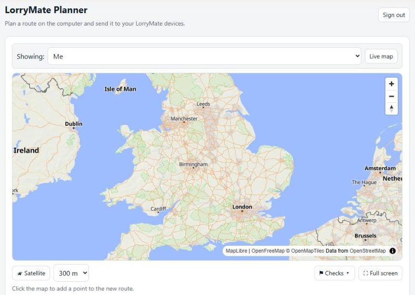 LorryMate Planner in a web browser